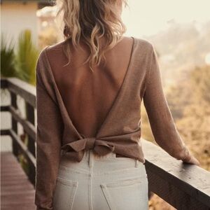 Sezane Brown Open Back Sweater